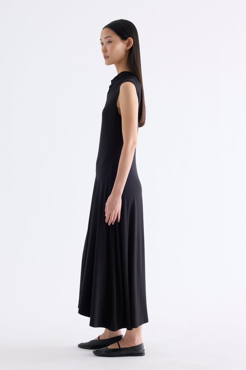 Irise Drape-Neck Asymmetrical Dress