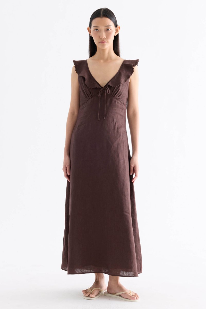 Zendela Ruffle-Collar Bustier Dress