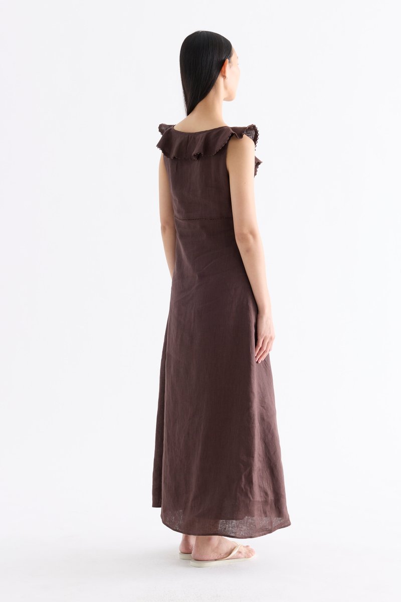 Zendela Ruffle-Collar Bustier Dress