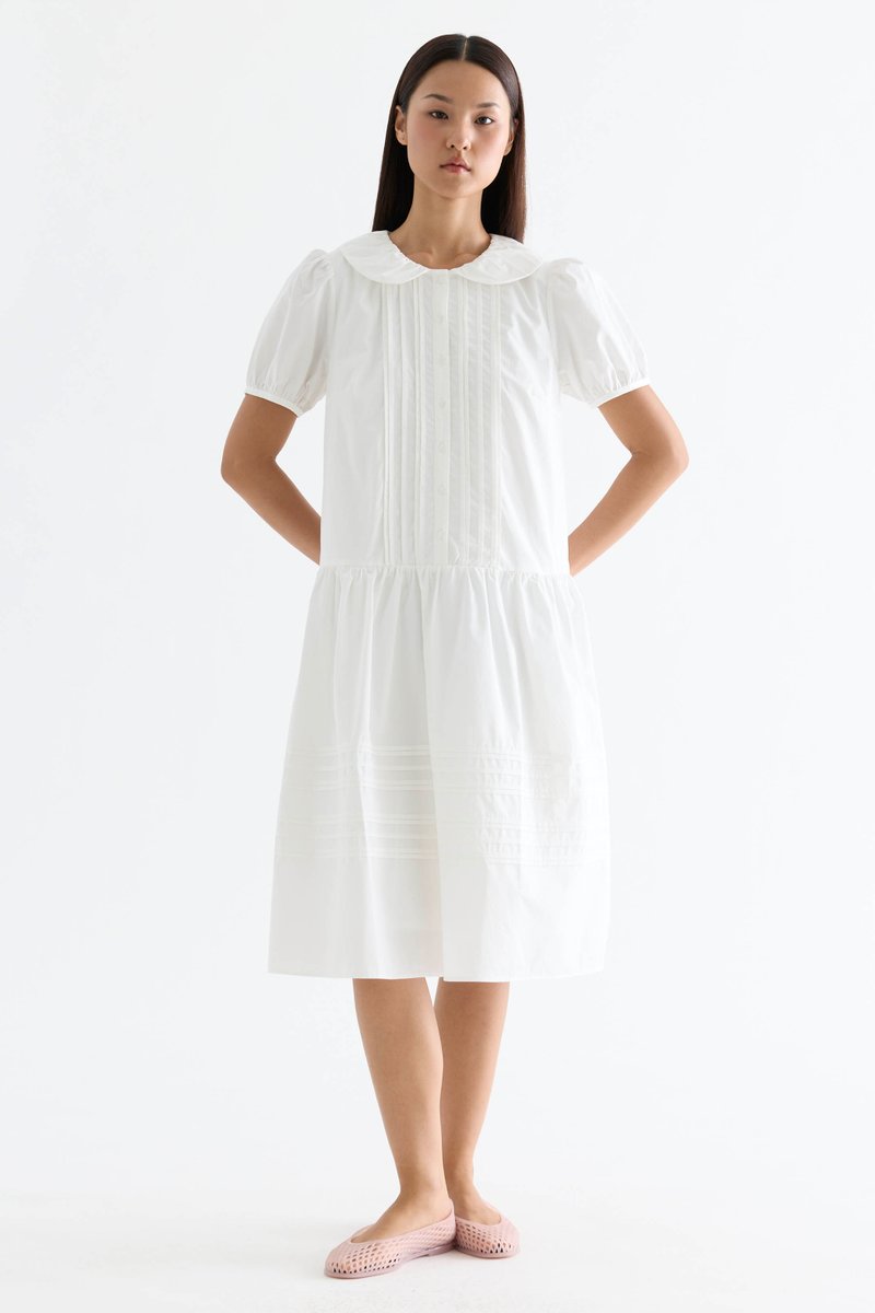 Rhela Puff Sleeve Pin Tuck Dress