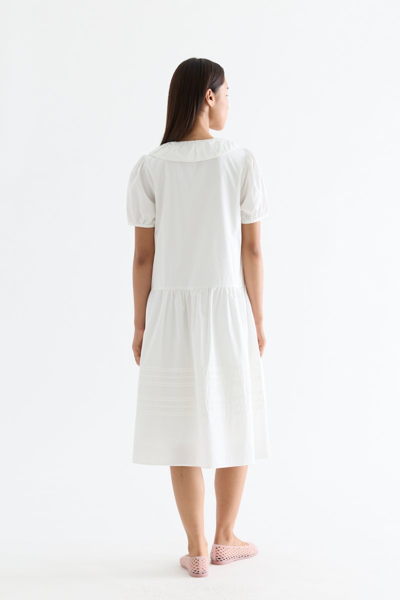Rhela Puff Sleeve Pin Tuck Dress