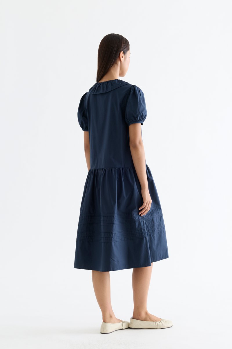 Rhela Puff Sleeve Pin Tuck Dress