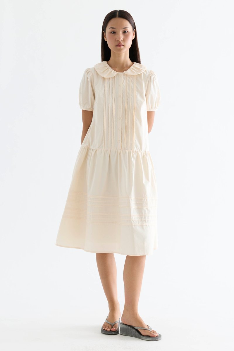 Rhela Puff Sleeve Pin Tuck Dress