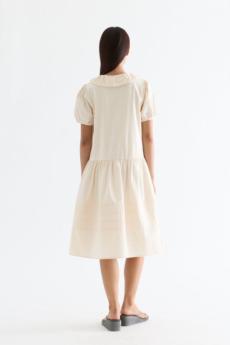 Rhela Puff Sleeve Pin Tuck Dress