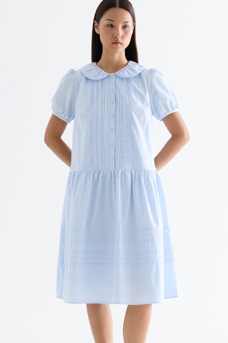 Rhela Puff Sleeve Pin Tuck Dress