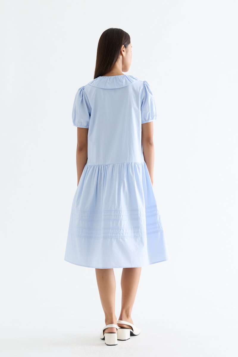 Rhela Puff Sleeve Pin Tuck Dress