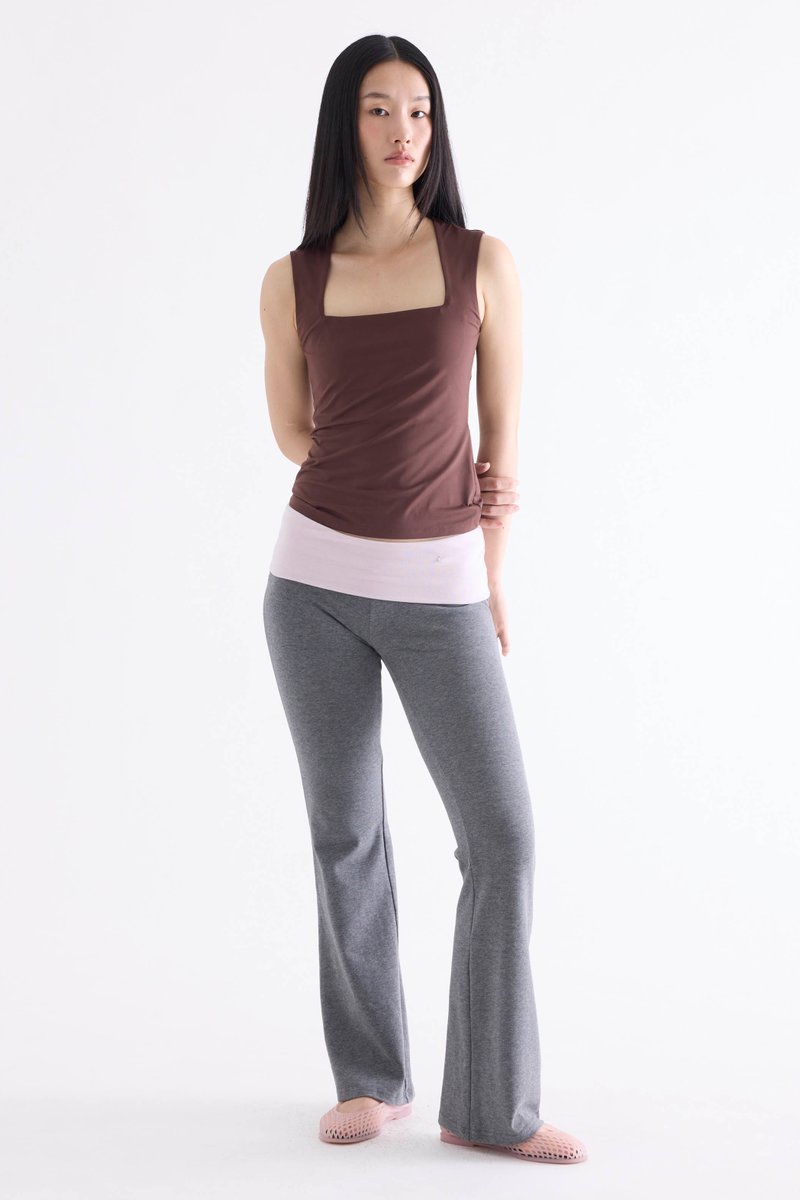 Contrast Foldover Pants