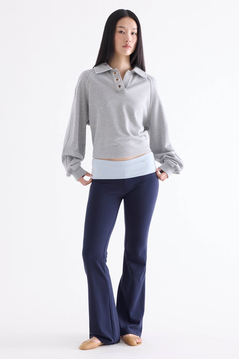 Contrast Foldover Pants