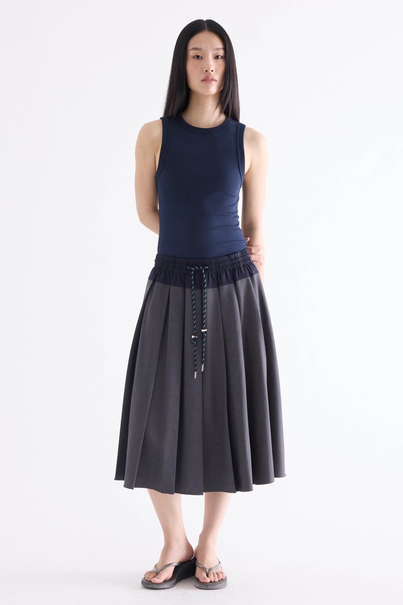Pleated Drawstring Skirt