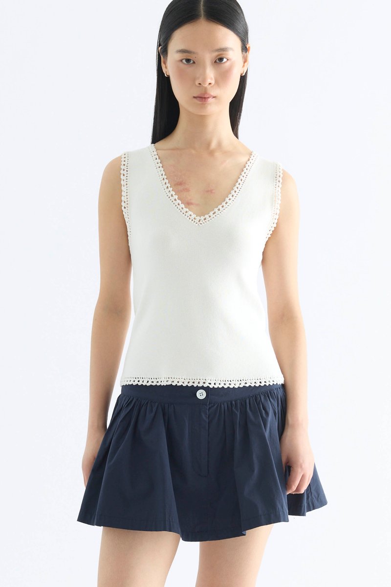 Decole Crochet Trim Knit Tank