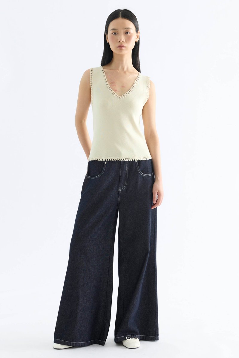 Decole Crochet Trim Knit Tank