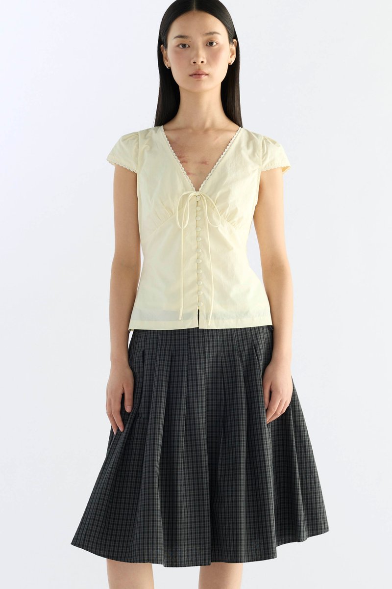 Mariette Lace Trim Fitted Blouse