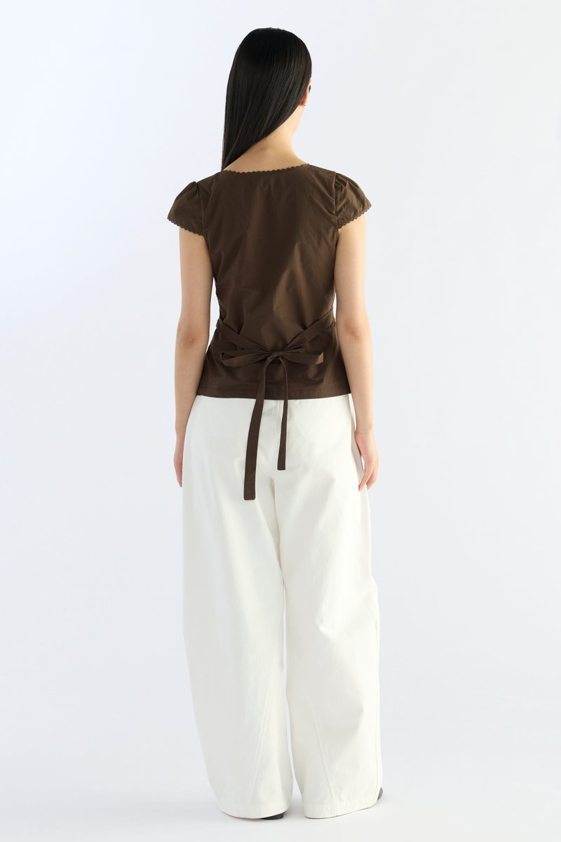 Mariette Lace Trim Fitted Blouse