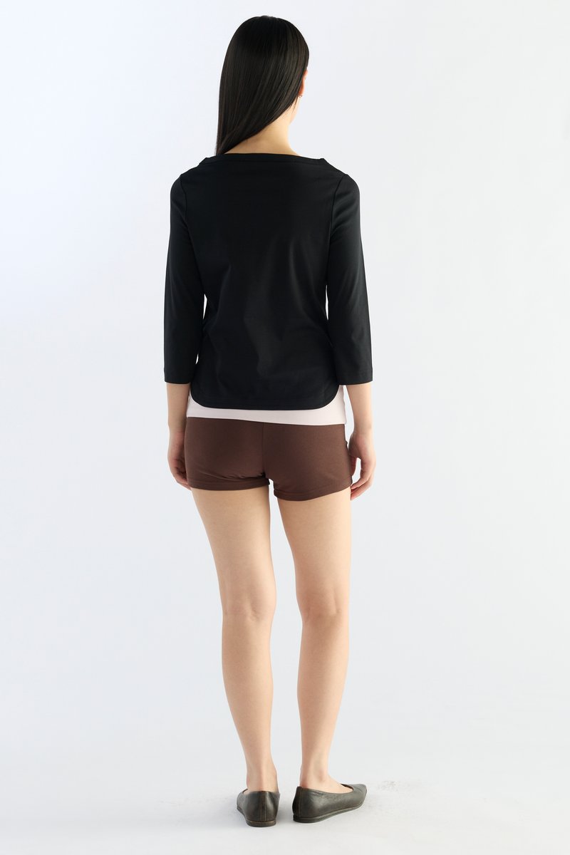 Wide-Neck Mid-Sleeve Tee