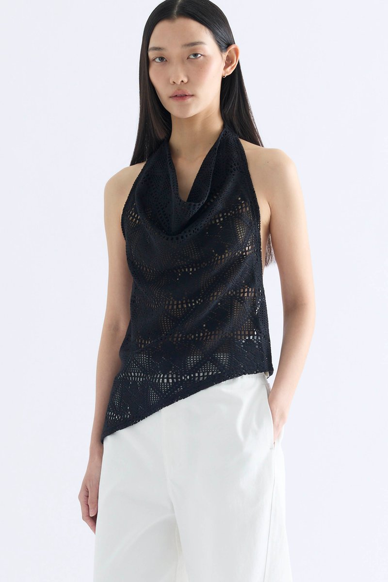 Nelle Lace Cowl Halter Top