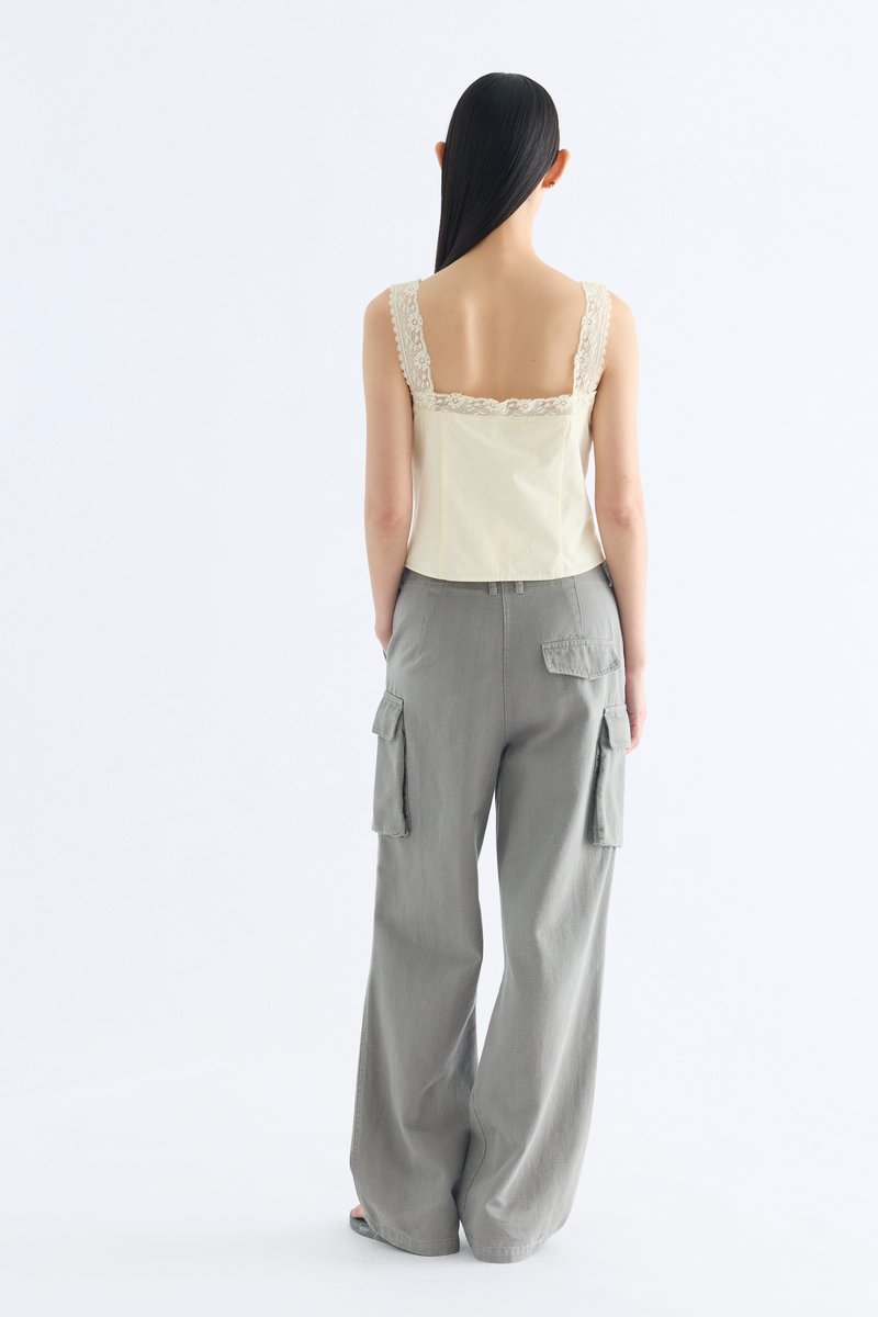 Colette Lace Square Neck Pintuck Top