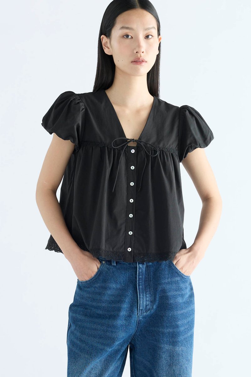 Bea Lace Trim Babydoll Top
