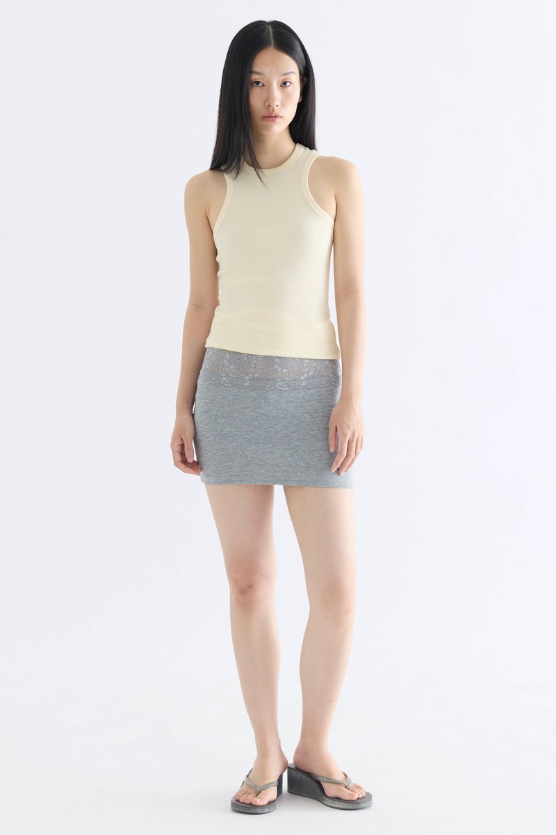 Lace Trim Mini Skirt