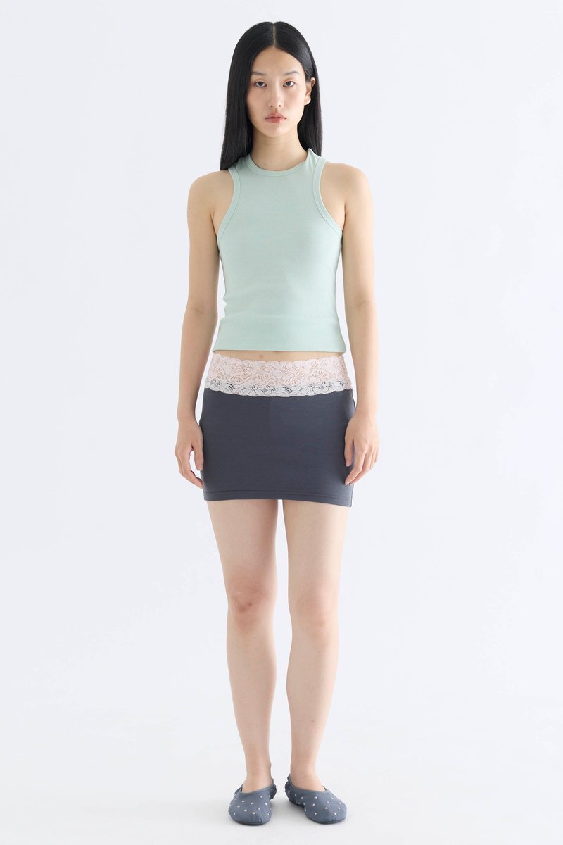 Lace Trim Mini Skirt