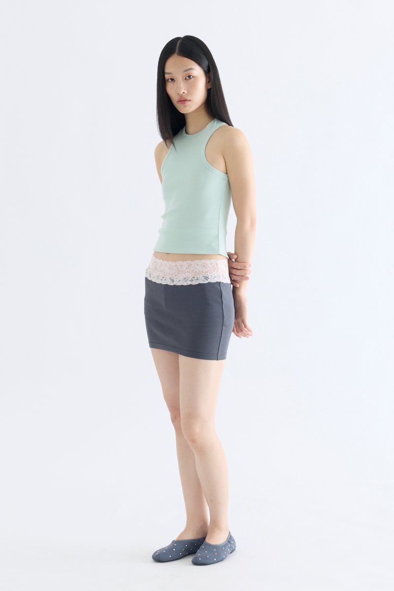 Lace Trim Mini Skirt