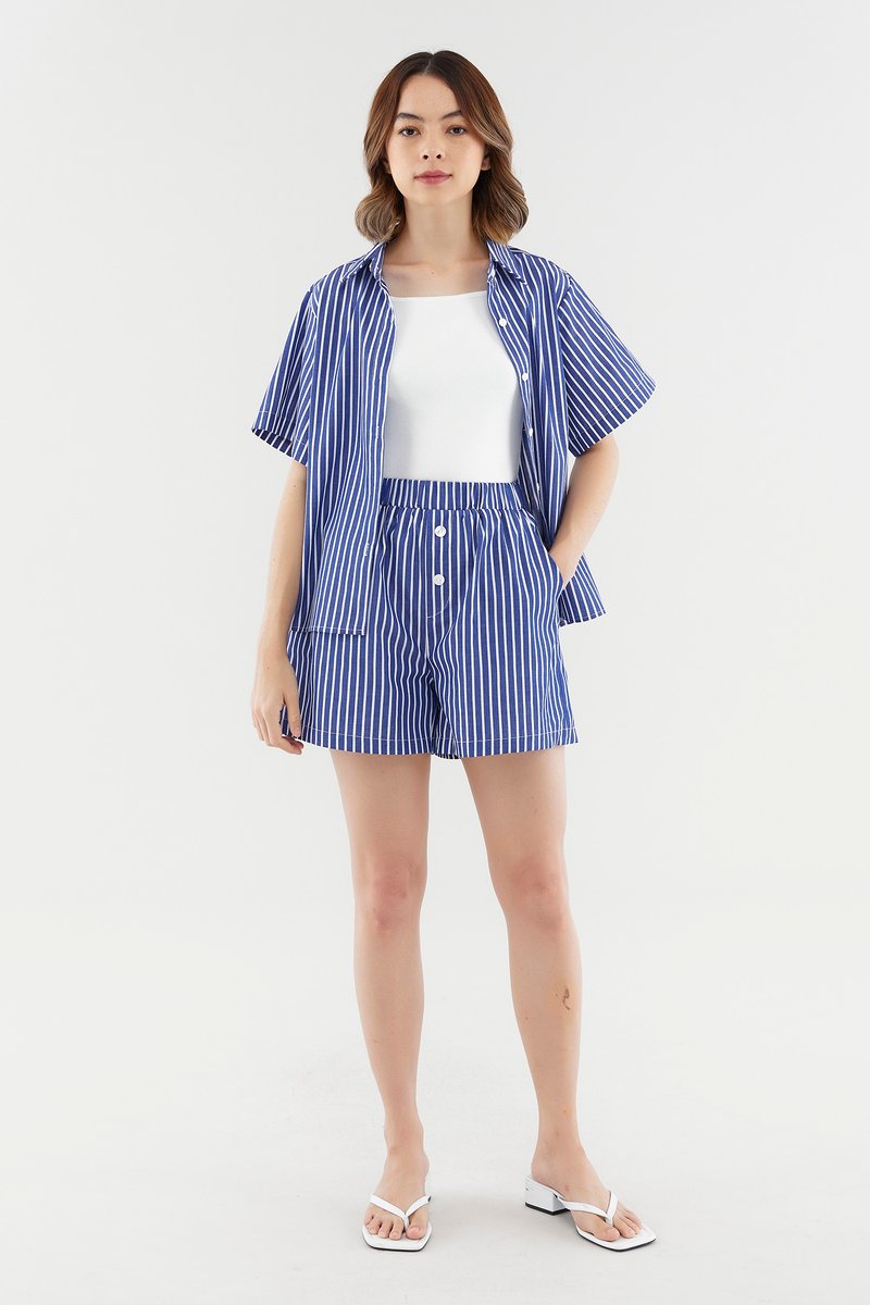 Leura Striped Buttoned Shorts