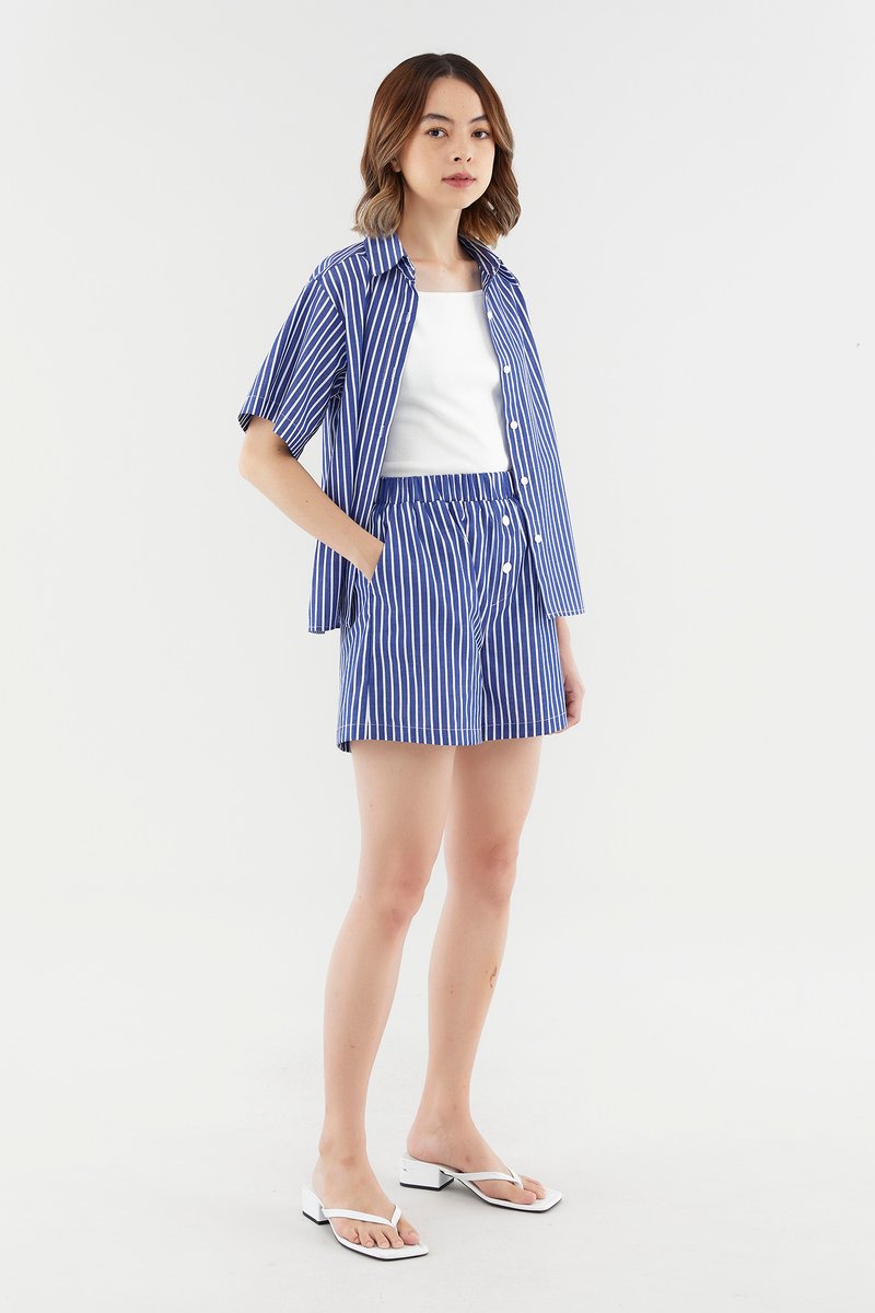 Leura Striped Buttoned Shorts