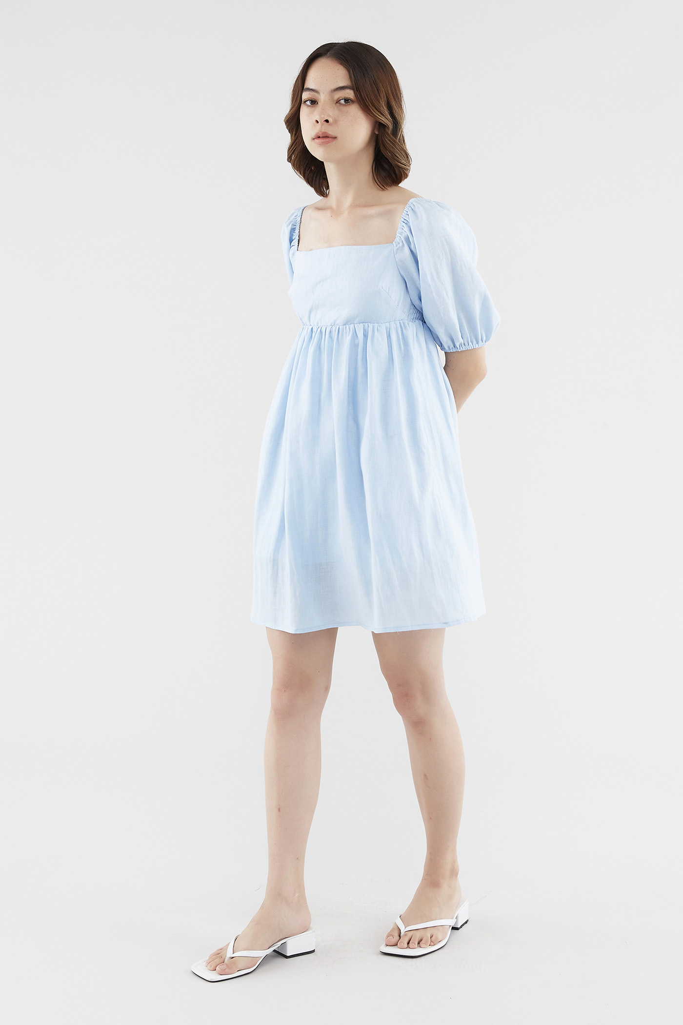 Linen empire cheap waist dress