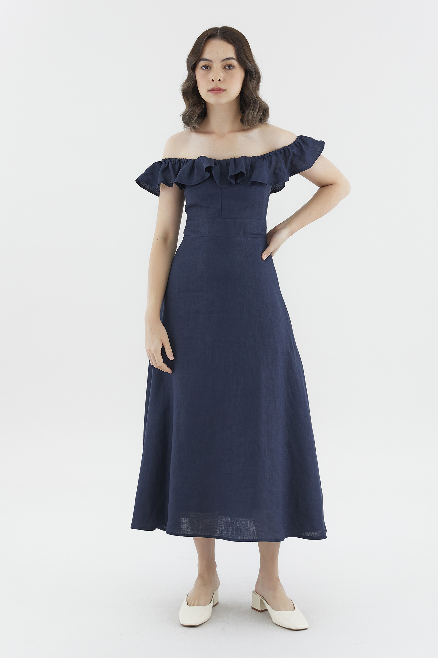 Presley Linen Off-Shoulder Dress