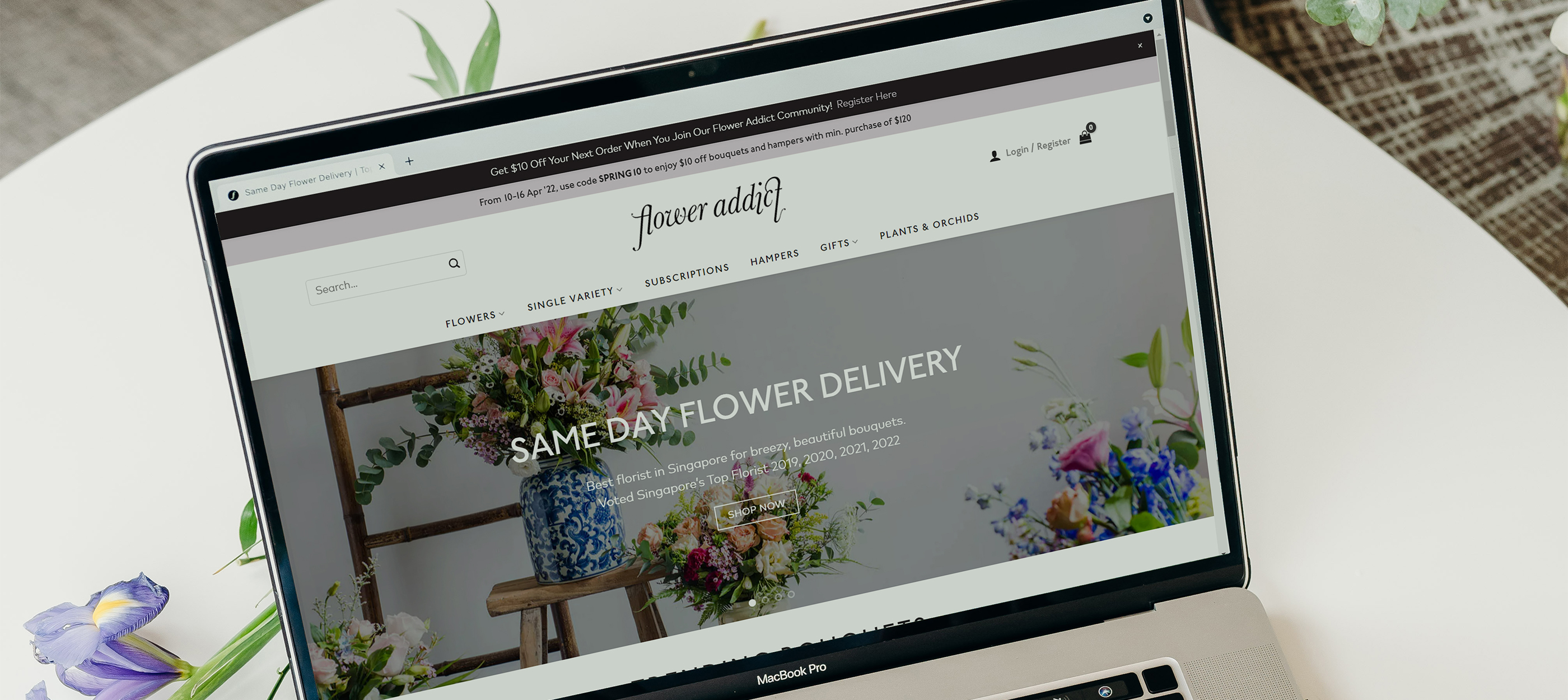 10% off regular bouquets from Flower Addict